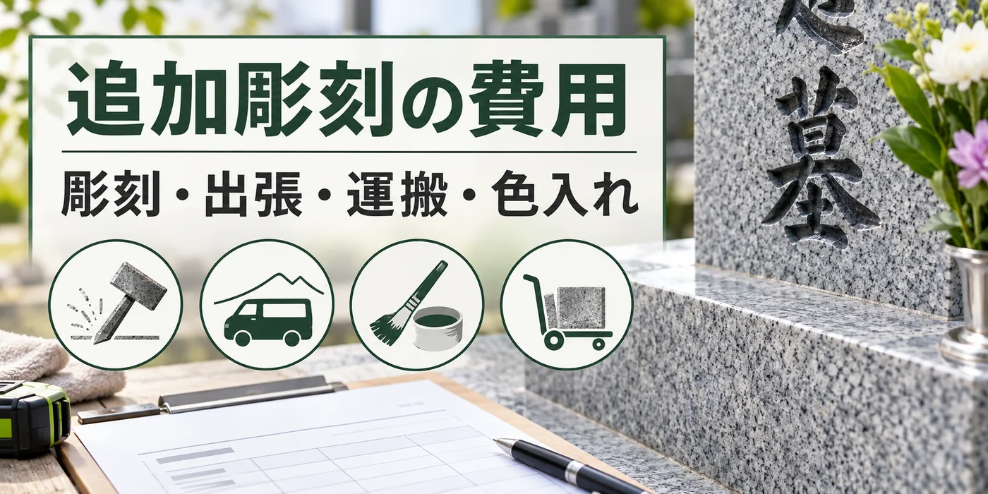 墓誌の追加彫刻で確認したい彫刻費・出張費・運搬費・色入れ費