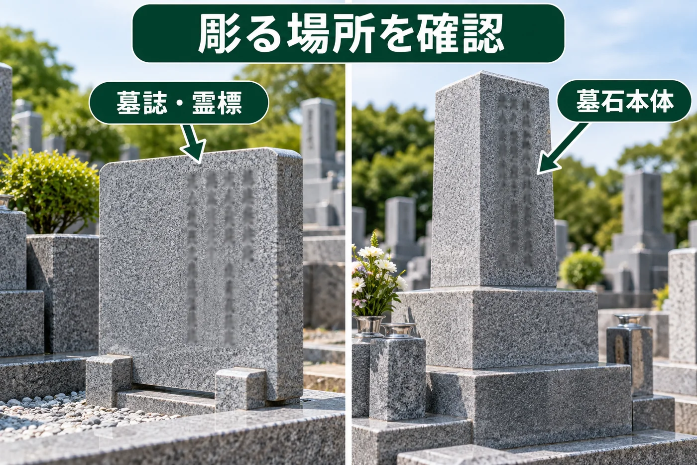 戒名を彫る墓誌・霊標と墓石本体の違い