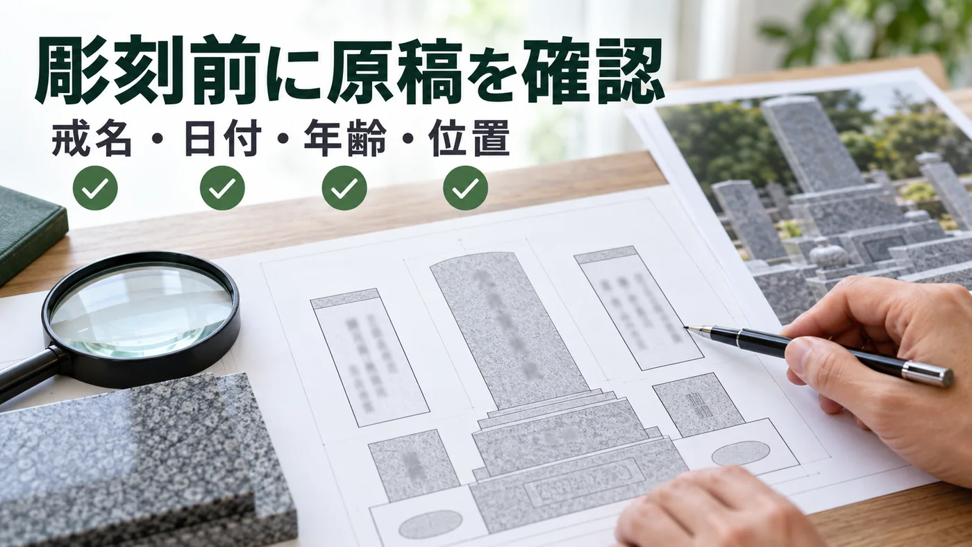 彫刻前に確認する戒名・日付・年齢・彫刻位置